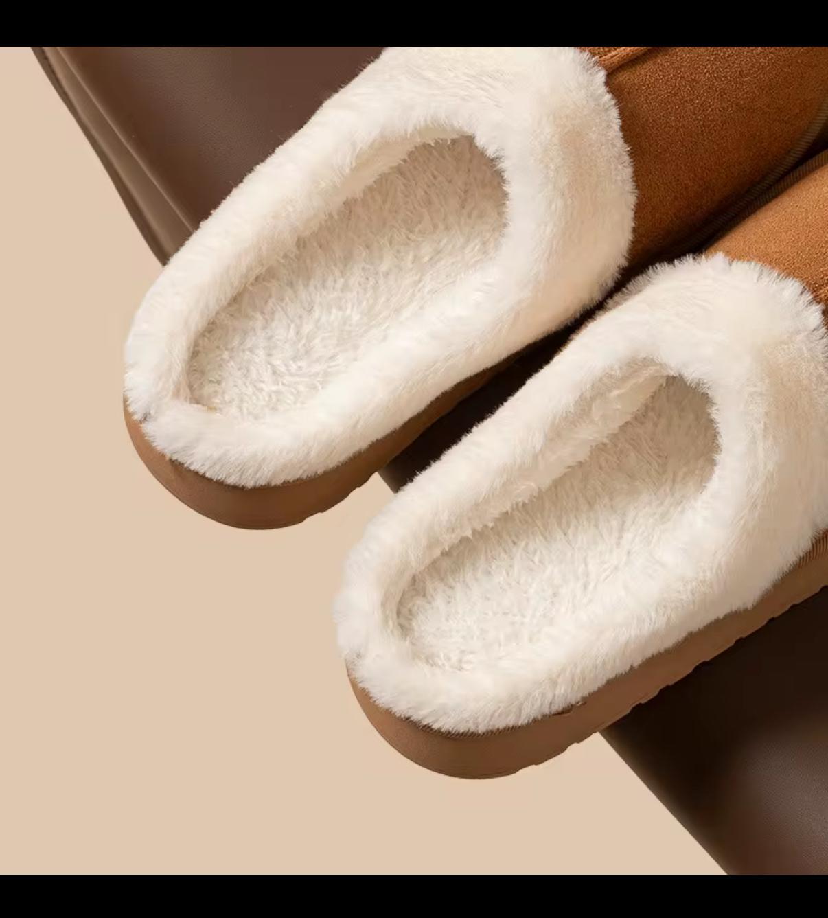 Cozy Hearth Slippers | Faux-Fur Lined Suede Home Slippers