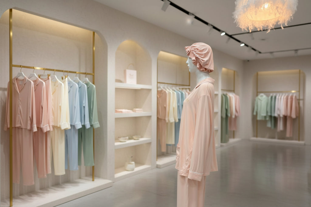 Blush Serenity Tencel Modal Pajama Set with Bonnet | Luxury Sleepwear