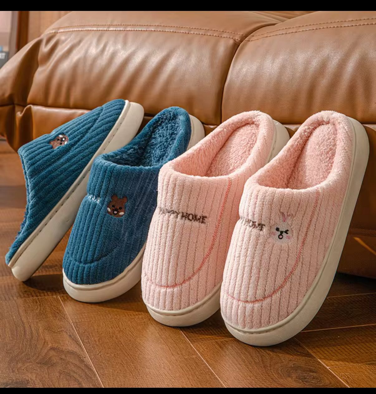 Cozy Critter Slippers | Embroidered Plush Home Slippers