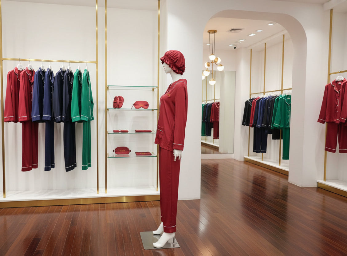 Classic Long-Sleeve Tencel Modal Pajama Set with Bonnet | Luxury Sleepwear