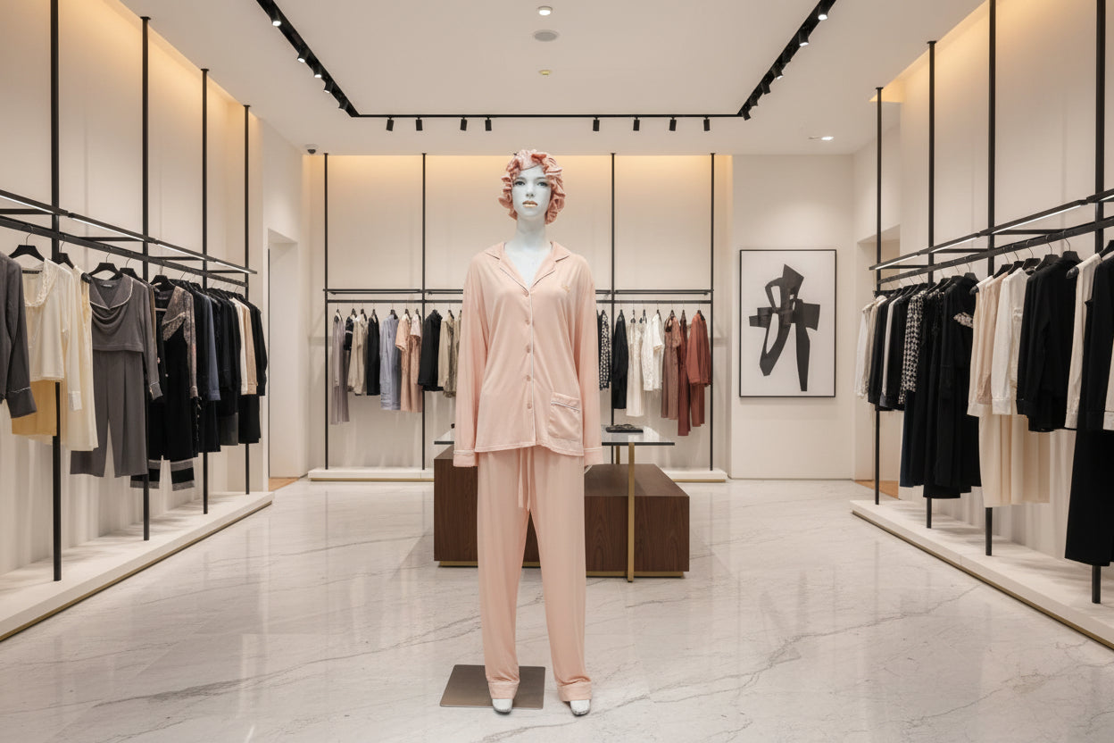 Blush Serenity Tencel Modal Pajama Set with Bonnet | Luxury Sleepwear